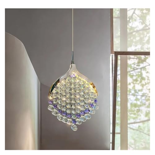 Lustre cristal violet suspension longue ligne pour restaurant
