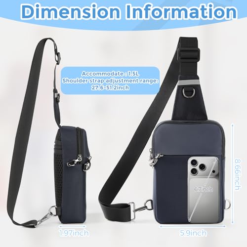 Image of VADOO Sling Bag, Anti Theft Sling Crossbody Bag for Women Men, Lock Zipper, RFID Blocking, Water Resistant, Compact Lightweight Waist Pack for Travel & Daily Use (Blue)
