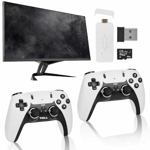 Image of VOILA M22 v2.5 Retro Gaming Console 64GB - Plug & Play HDMI TV Stick with 30,000+ Classic Video Games, Dual Wireless Controllers, 1080P HD Output - Compatible with TV & Monitor - CE, ROHS & BIS Certified