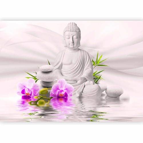 artgeist Wall Mural Buddha 98x69 in - Non-Woven Wallpaper Fleece Wall Decor Photo Print Picture Image Design Nature Flowers Orchid Zen Spa b-A-0011-a-c