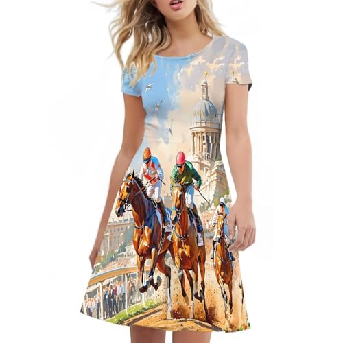 Image of Biyejit Women's Summer Casual Short Sleeve T-Shirt Swing Dress Crew Neck Plus Size S-4XL