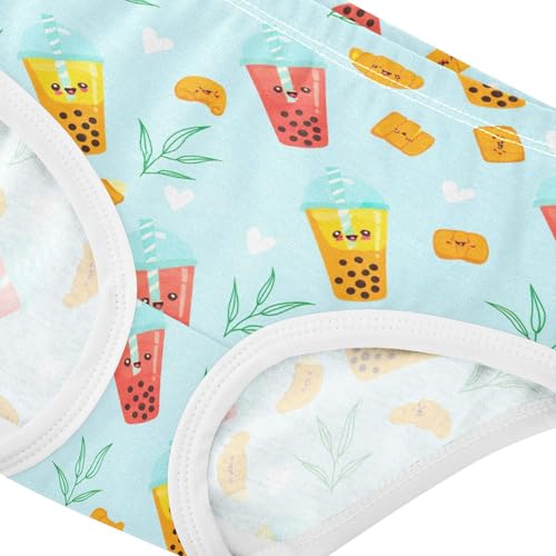 Joisal Toddler Girls Underwear 2t Cotton Little Girl Panties Aesthetic Briefs Underpants Cute Cartoon Bubble Tea Blue4