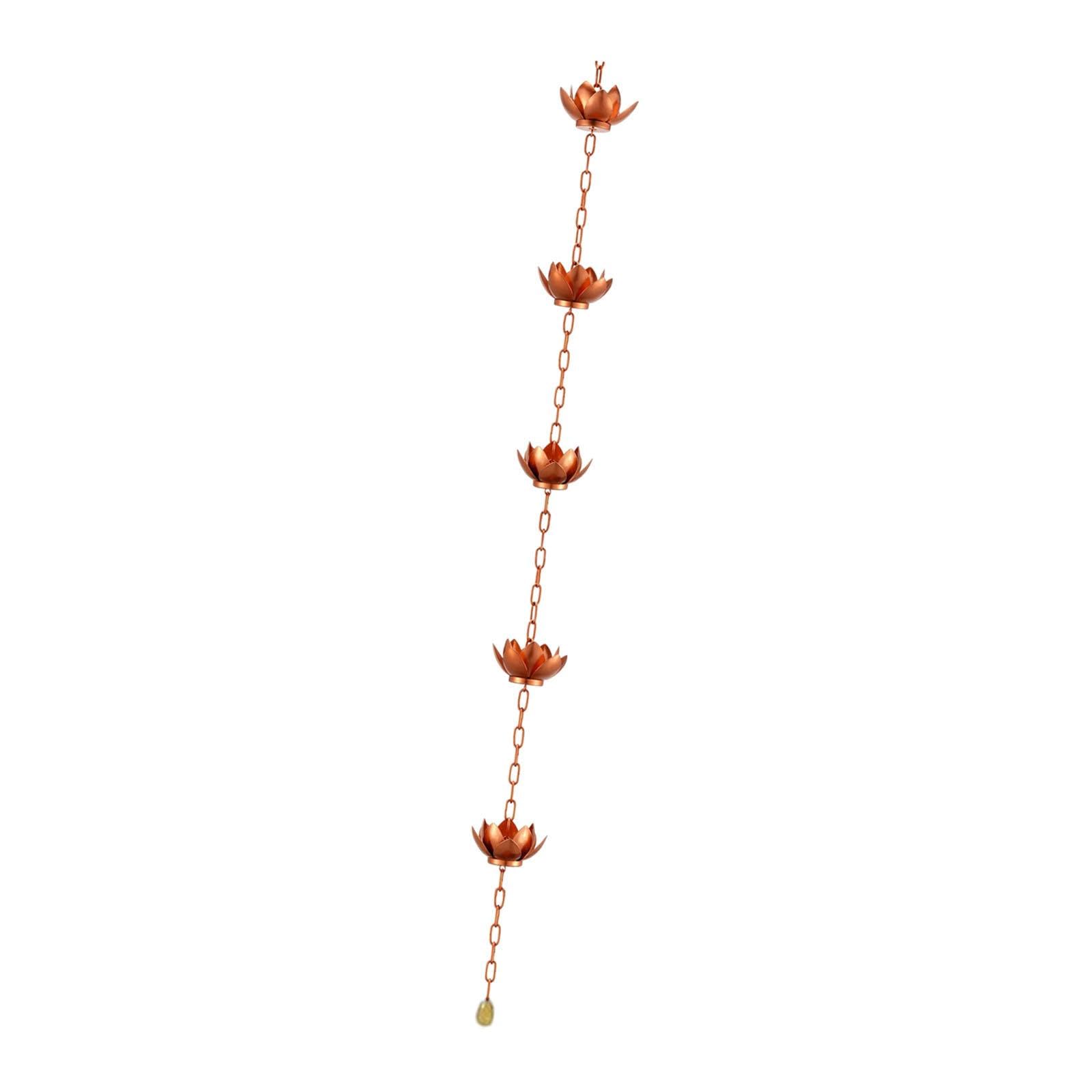Chaîne de Pluie En Métal, Lotus pour Gouttières, Chaîne D'attrape-Pluie, Chaînes Récupération D’eau de Pluie Détourner L’eau, Chaîne Pluie Suspendue Lotus Cup, pour Décorations Jardin En Plein Air