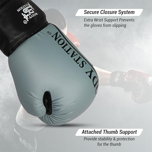 Image of Boxing Gloves - Faux Leather Training Gloves with Hook and Loop Velcro Closure for Long-Lasting Strength and Durability