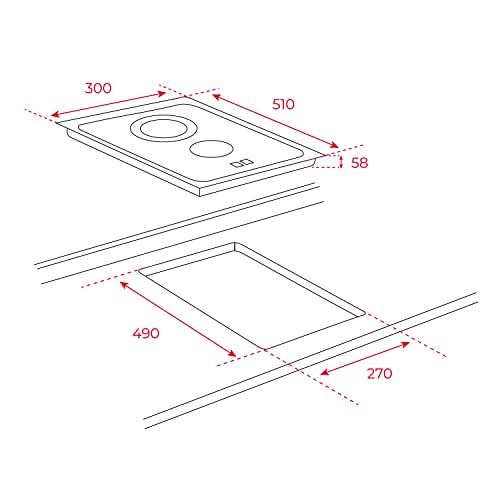 Teka Kochfeld Schwarz Modulare Glaskeramikplatte 30 cm mit 2 Zonen