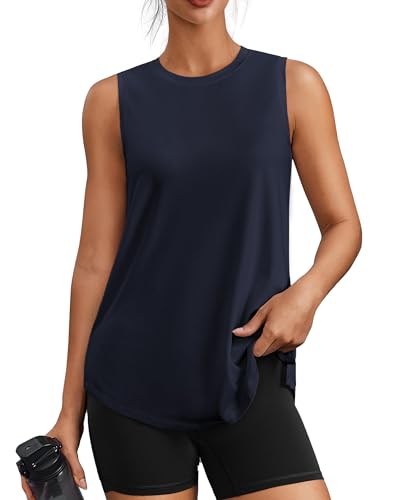 Image of PINSPARK Workout Tank Tops for Women UPF 50+ Side Slits Athletic Gym Shirt