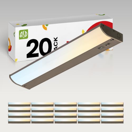 Image of ASD LED Under Cabinet Lighting, 18 inch 8W 715 LM, Dimmable Hardwired Under Cabinet Lights for Kitchen, 3000K Soft /4000K Cool /5000K Daylight, Under Counter Light Fixtures, ETL, Bronze, 20 Pack