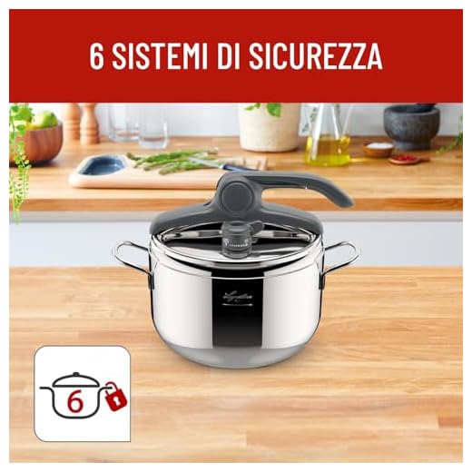 Lagostina Irradial Control Pentola A Pressione 5 L In Acciaio Inox 18/10 Ã˜ 22 Cm, Pentola Induzione E Gas, Coperchio Con Apertura Facilitata, Fondo Irradial Plus Triplo Strato