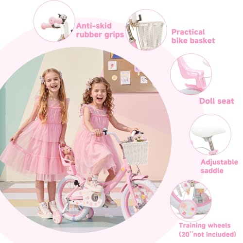 Image of Bixike Girls Bike with Basket, Princess Bicycle for Ages 2-12