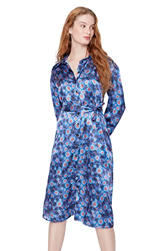 Robe tissée mi-longue avec col asymétrique et coupe cintrée