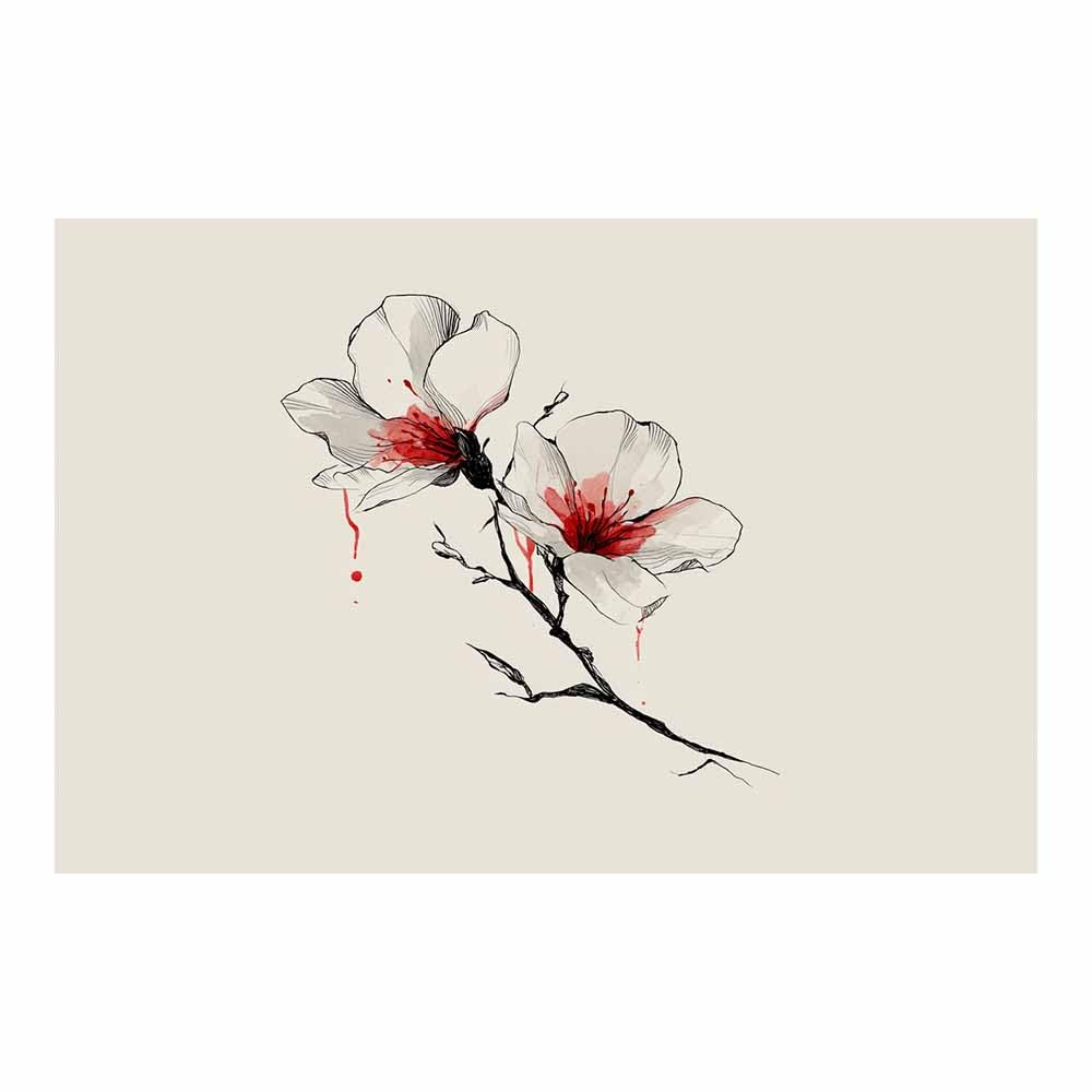 ZAMAEIU Landscape Wall Art Painted flowering branch Modern Canvas Print On Artwork, Suitable for living room, bedroom, for Kids Room Decoretc.(beige)-80x120cm Unframed