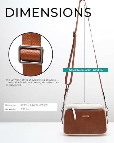 Image of Alldaily Small Triple Zip Crossbody Purse for Women, Vegan Leather Phone Bag with Wide Shoulder Strap