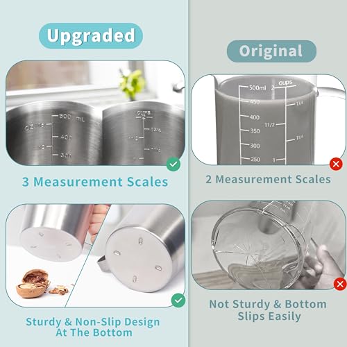 Image of Newness 2-Pack Stainless Steel Measuring Cups Set, Metal Measuring Cup