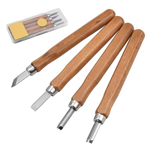 kissral 4 Piezas Herramienta de Talla de Madera Juego de Herramientas de Tallado en Madera para Principiantes y Profesionales