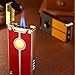 Windproof Butane Lighter, Electronic Ignition, Double Blue Flame, Battery Indicator, Rechargeable, USB Charging, Stylish and Exquisite Men's Gift(Orange)