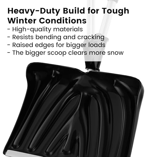 54" Snow Shovel with Two D-Ring Handles - Ergonomic and Heavy-Duty Snow Removal Tool with Aluminum Blade and Auxiliary Handle for Extended Reach - Image 4