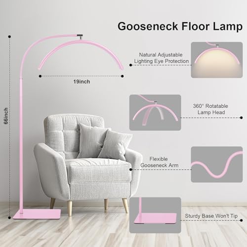 Image of Half Moon LED Floor Light - Professional Shadow-Free, Dimmable Lamp | for Lash Techs, Estheticians & Tattoo Artists | Eyelash Extensions, Nail Art, Home & Office (Pink)