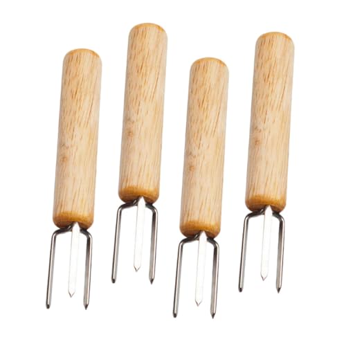 HEMOTON 4Pcs Portable Bbq Forks with Handle Multi Functional Corn Holders for Grilling Easy to Clean for Home Camping Outdoor Activities Corn Accessory