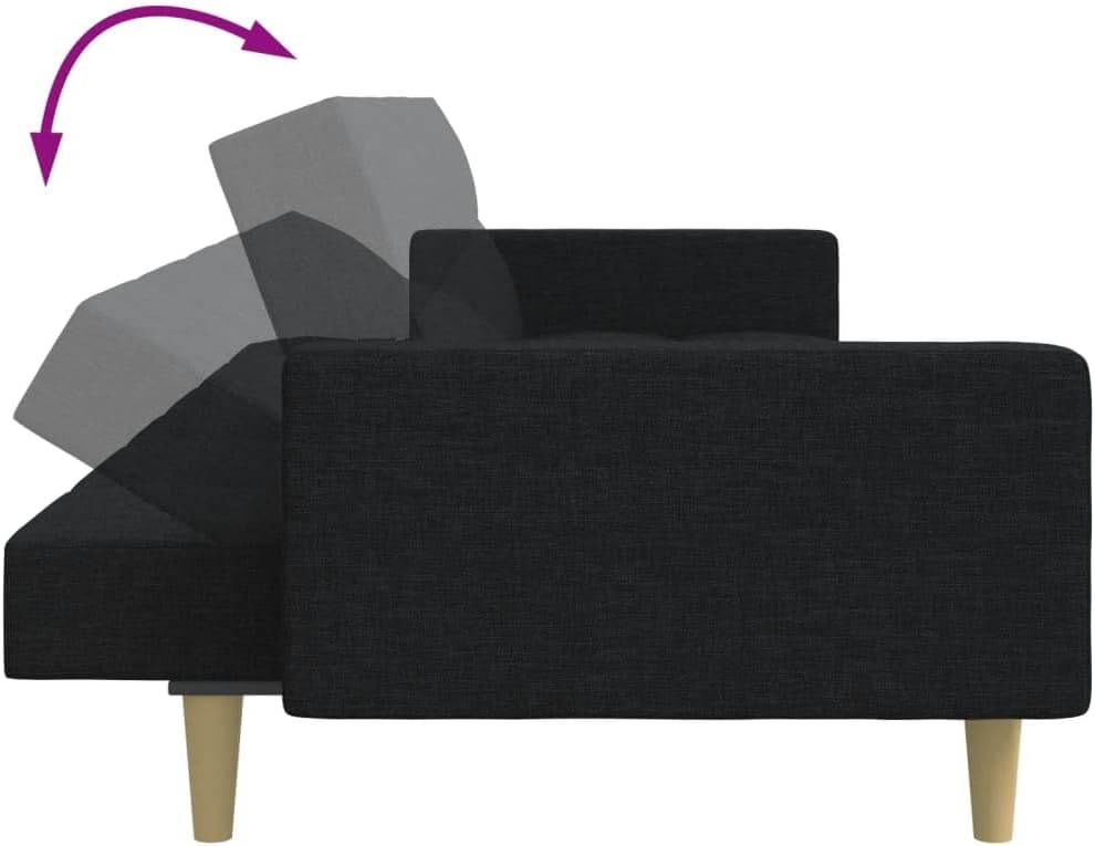 Sofa Bed Black Polyester Fabric with Wooden Frame and Foam Filling Living Room Furniture