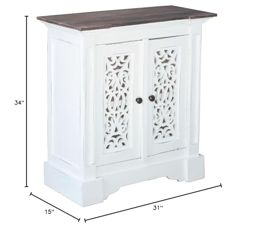Sunset-Trading-Cottage-Solid-Wood-Accent-Two-Doors-with-Storage-Distressed-WhiteDriftwood-Brown-Fully-Assembled-Cabinet-Whitewash-Raftwood Sunset Trading Cottage Solid Wood Accent Two Doors with Storage Distressed WhiteDriftwood Brown Fully Assembled Cabinet Whitewash Raftwood
