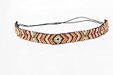 Rainbow Tri Color Beaded Thin Headband. Indian Princess Bohemian Style Headband. Elastic Band to Fit Any Size Head. Comes with Look Guide to Show You Many Styles.