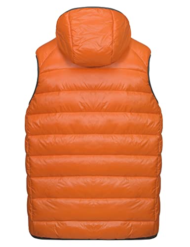 Mapamyumco Men’s Lightweight Puffer Vest With Hood, Water-Resistant Sleeveless Jacket For Hiking Ski Persimmon Orange 2Xl #TOP2