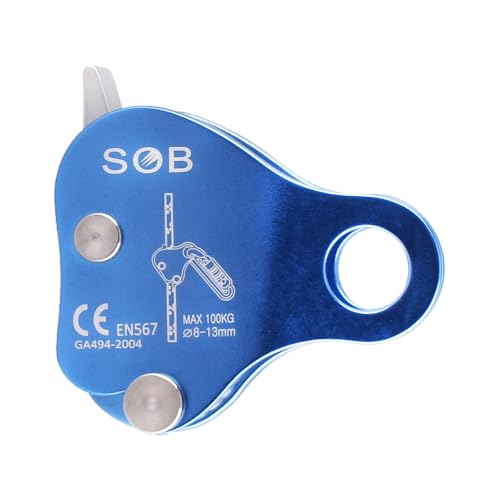 TRIWONDER Climbing Ascender Fall Protection Rope Grab Belay Device Gear Aluminum Alloy Self-Locking for Rock Tree Climbing Arborist Caving Rescue (Blue)