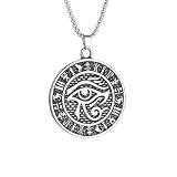Collar para hombre, collar vintage de ojo de Horus para hombre, faraón egipcio antiguo, tótem, runas, cruz Ankh, colgante de amuleto