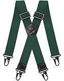 Gucass Tirantes para hombre en forma de X, 3,8 cm de ancho, extra fuertes, elásticos, ajustables, con hebilla de metal antideslizante, talla única para hombre y mujer, verde oscuro, Verstellbar von 76