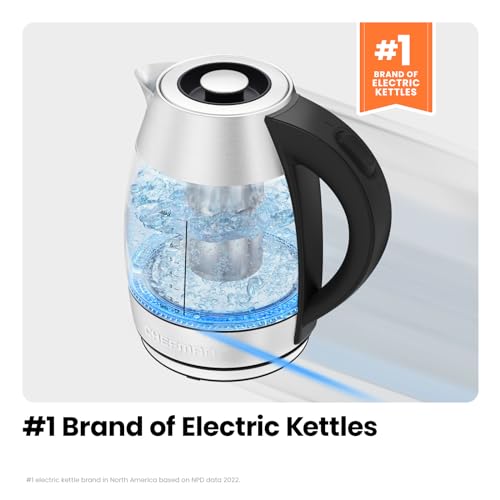 Chefman Electric Kettle for Boiling Water, 1.8L 1500W, Removable Tea Infuser, Auto Shut Off, Boil-Dry Protection, BPA Free, Borosilicate Glass, Hot Water Boiler, Electric Tea Kettle - Stainless Steel by Chefman - Image 3