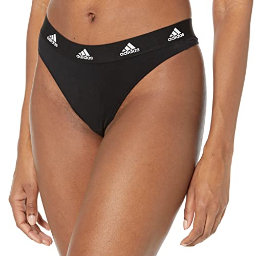 Adidas Women's Cotton Stretch Thong Panties, Black/Black/Black #TOP1