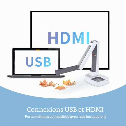 JOYUSING V50 HDMI/USB Dual Mode 13MP Document Camera/Visualiseur avec lumière pour projection en temps réel, apprentissage à distance, conférence Web, enregistrement vidéo, démonstrations en direct – vue 2