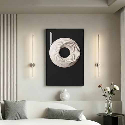 Framed Modern Black and White Abstract Wall Art, Contemporary Minimalist