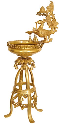 Large Size Lamp With Hanging Bells And Ghungroos (With Urli Bowl) - Brass Statue #TOP9