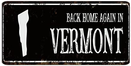 Autravelco My Sweet Home vermont Metal Sign Decorative Pubs Club Cabin Backyard Wall Décor Metal Tin Sign US City State Pride Patriotic Metal Signs Outdoor for Bedroom 6x12 Inch
