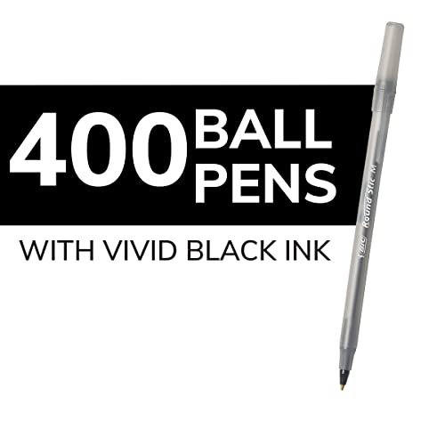 Image of BIC Round Stic Xtra Life Ball Pen, Black, 400 count