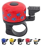 Mini Fahrradklingel - Rot mit coolen Pfoten - Klingel passend für jedes Fahrrad - ideal für Kinder und Erwachsene