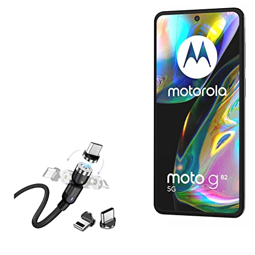 BoxWave Cable Compatible with Motorola Moto G82 - MagnetoSnap AllCharge Cable, Magnet Charging Cable USB Type-C Micro USB for Motorola Moto G82 - Jet Black