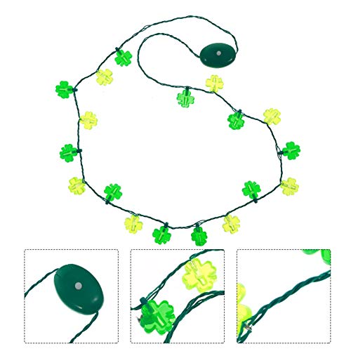 POPETPOP St. Dia de Patricks Decoração Irlandesa Glowing Greing Green Shamrock Folhas Colar Acessóri