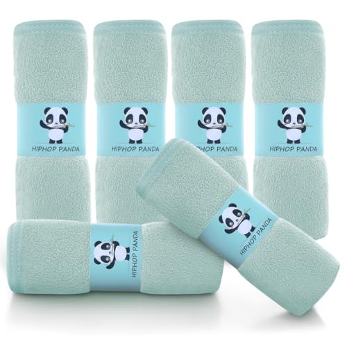 HIPHOP PANDA Baby Washcloths, Rayon Made from Bamboo - 2 Layer Ultra Soft Absorbent Newborn Bath Face Towel - Reusable Baby Wipes for Delicate Skin - Green, 6 Pack