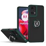 RankOne Custodia per Motorola Moto g35 5G (6.72" Inches), Staffa ad Anello Base di Aspirazione Magnetica Cover per Cellulare Trasparente Opaca - Verde scuro