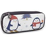 ペンケース 大容量 筆箱 ペンギン スキー 雪 シンプル 多機能 化粧ポーチ おしゃれ 高校生 可愛い 便利 プレゼント 会社 通勤 女 男