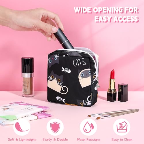 Image of Likesing 5.1 inch Mini Makeup Bag for Purse, Nylon Small Makeup Pouch Travel Cosmetic Make up Bags for Women Girls, Cute Preppy Mini Toiletry Bag Coin Pouch Period Bag(5170 Pink Black)