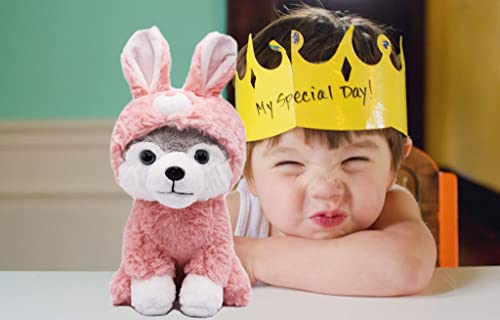 Baboli Cuddly Husky Stuffed Animals Soft Toys With Adorable Bunny-Style Clothes Super Cute Husky Dog Plush Animal For Easter Day Gifts Or Kids Birthday Party Supplies 10 Inches #TOP4