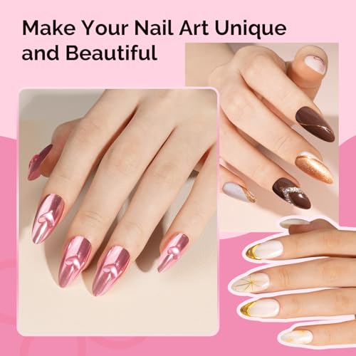 Image of MelodySusie 4Pcs Chrome Nail Powder for Gel Nails,Metallic Mirror Effect Pigment Stylish and Technological Fine Glitter for Home DIY Salon Use
