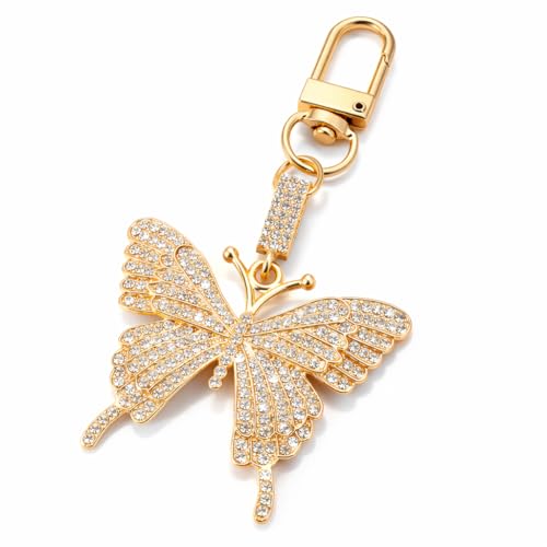VEOWOO Butterfly Keychain – Animal Keychains Bag Charms for Women with Rhinestone Decoration, Cute Key Chains Gifts for Butterlies Lovers, Girls, Teenages, Friends, Sisters