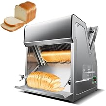 370w Electric Bread Cutting Machine + 11-39cm Bread Baffle Adjustment, Commercial Toast Bread Slicer31 Slices/12mm Thick, Stainless Steel
