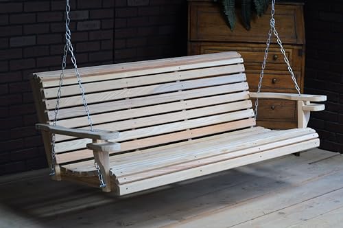 5FT Cypress Roll Porch Swing Made in USA with Hanging