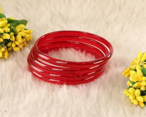Image of STYOLLO Viral Jelly Plain Transparent Glass Kada Set For Women & Girls | Kanch Kada For Girls | Daily Ethnic Traditional Jewelry | Glossy Classic Fashion Kangan For Wedding, Festive & Parties - Set Of 4