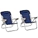 Outsunny 2-er Set Campingstuhl Klappstuhl Gartenstuhl mit Armlehnen Strand Balkon faltbar Metall Oxfordstoff Blau 69 x 62 x 73,5 cm